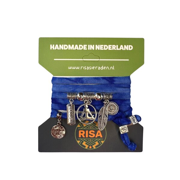 Risa Wikkelarmband Yoga Donker Blauw - Zilver | Risa