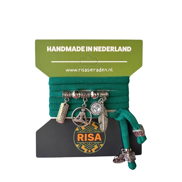 Risa Wikkelarmband Yoga Groen - Zilver | Risa