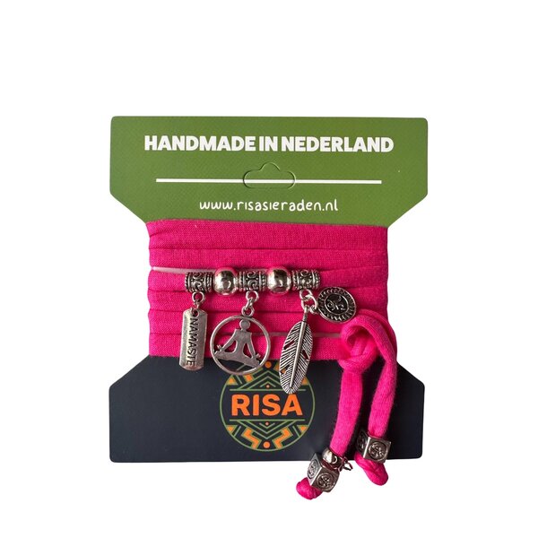 Risa Wikkelarmband Yoga Fuchsia - Zilver | Risa
