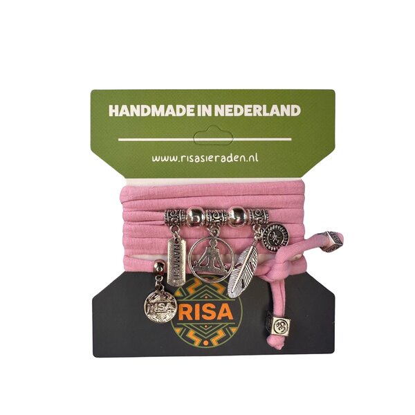 Risa Wikkelarmband Yoga Licht Roze - Zilver | Risa