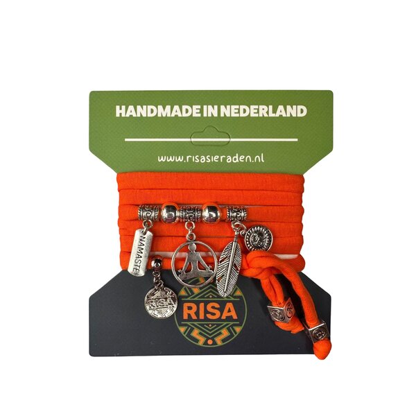 Risa Wikkelarmband Yoga Oranje - Zilver | Risa