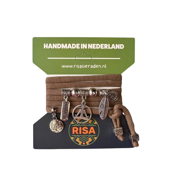 Risa Wikkelarmband Yoga Bruin - Zilver | Risa