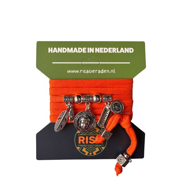 Risa Wikkelarmband Boeddha Namaste Oranje - Zilver | Risa