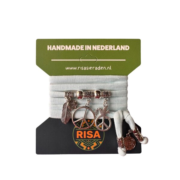 Risa Wikkelarmband Peace Groot Sky-Blue - Zilver | Risa