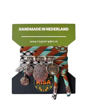 Risa Carpe Diem wit-zwart-bruin-turquoise - zilver