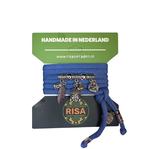 Risa Wikkelarmband Boeddha Love Blauw - Zilver | Risa
