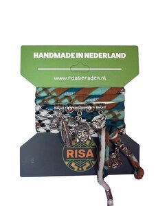 Risa Boeddha Love wit-zwart-bruin-turquoise - Zilver