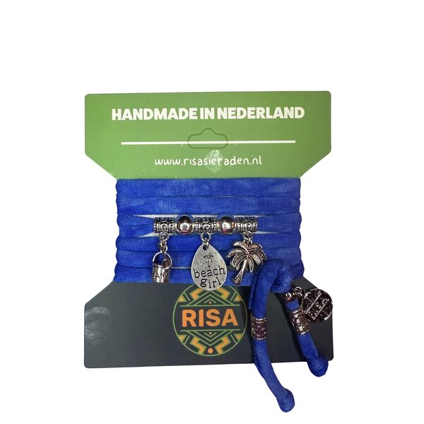 Risa Wikkelarmband Beach Girl Blauw - Zilver | Risa