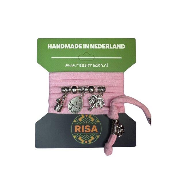 Risa Wikkelarmband Beach Girl Roze - Zilver | Risa