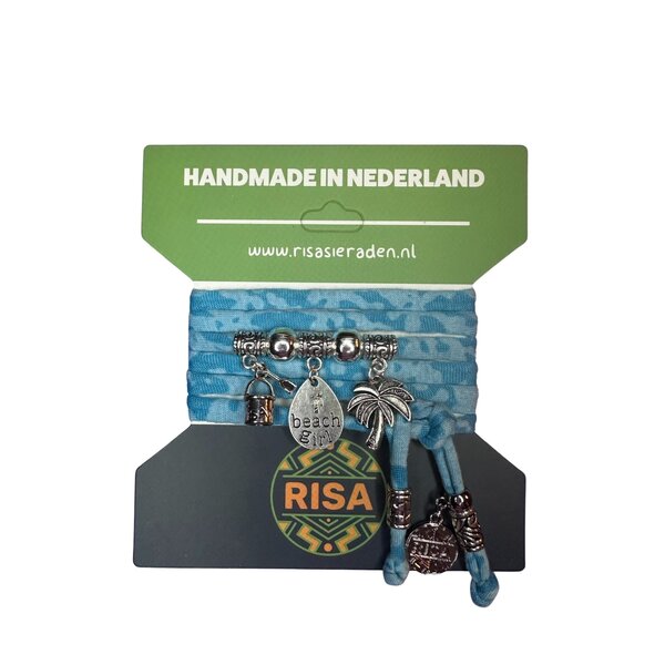 Risa Wikkelarmband Beach Girl Turquoise - Zilver | Risa