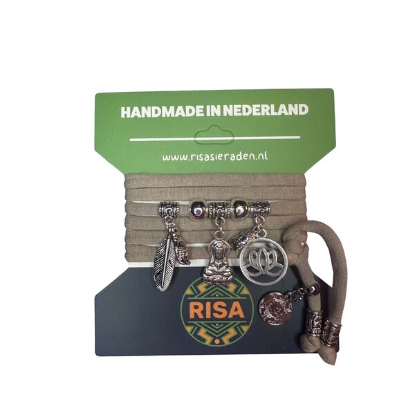 Risa Wikkelarmband Bodhisattva Beige - Zilver | Risa