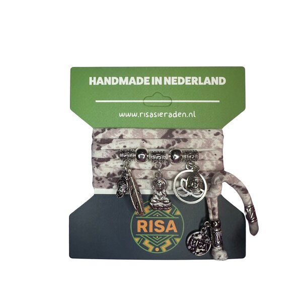 Risa Wikkelarmband Bodhisattva Camo Beige - Zilver | Risa