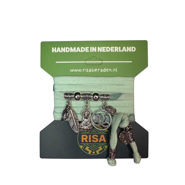 Risa Wikkelarmband Bodhisattva Mintgroen - Zilver | Risa