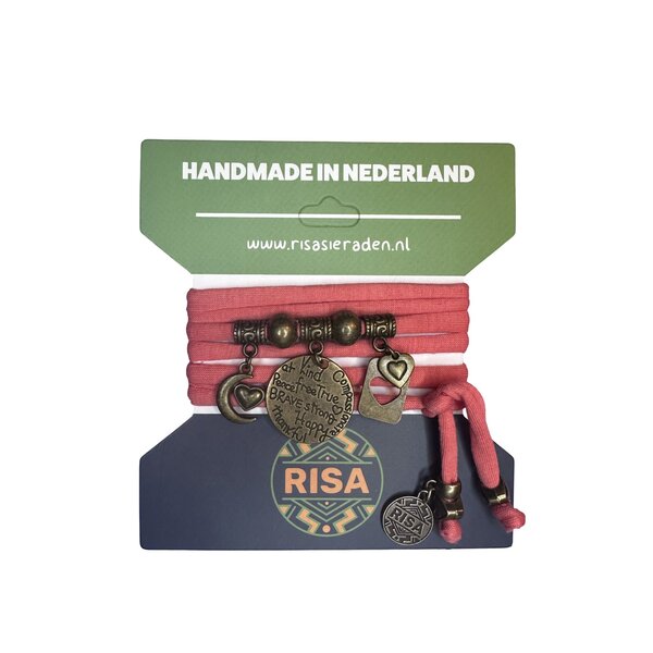 Risa Wikkelarmband Brave Strong zalmroze - brons | Risa