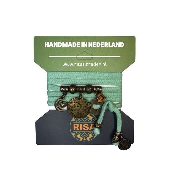 Risa Wikkelarmband Brave Strong mintgroen - brons | Risa