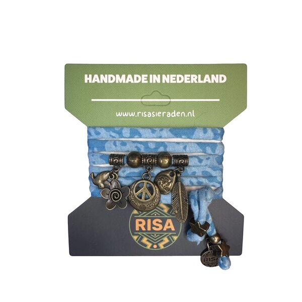 Risa Wikkelarmband Peace camo turquoise - brons | Risa