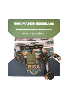 Risa Live Love Laugh zalmroze met bloem - brons