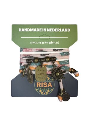 Risa Live Love Laugh zalmroze met bloem - brons