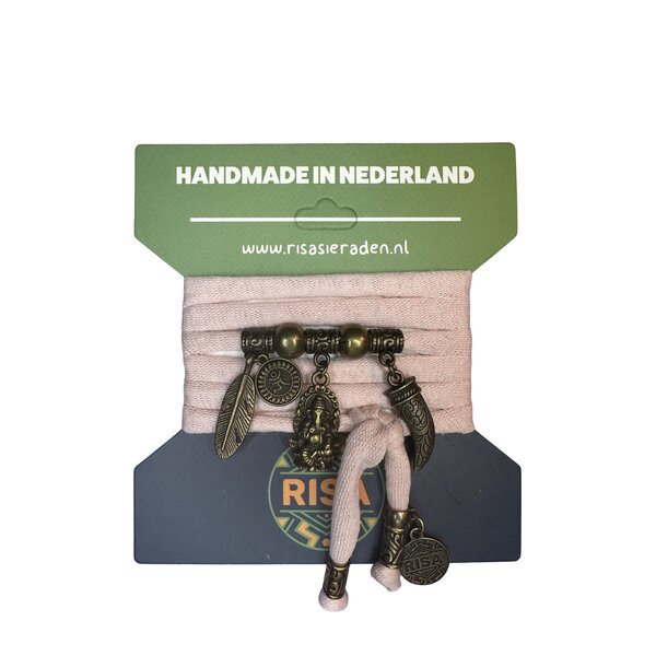 Risa Wikkelarmband Ganesha licht roze - brons | Risa