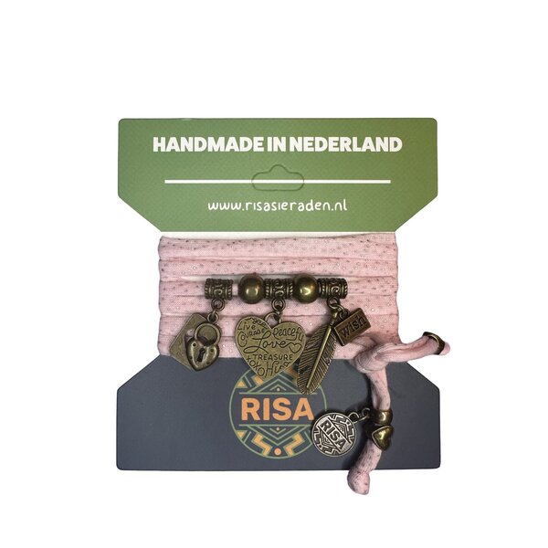 Risa Wikkelarmband Peaceful Love roze - brons | Risa