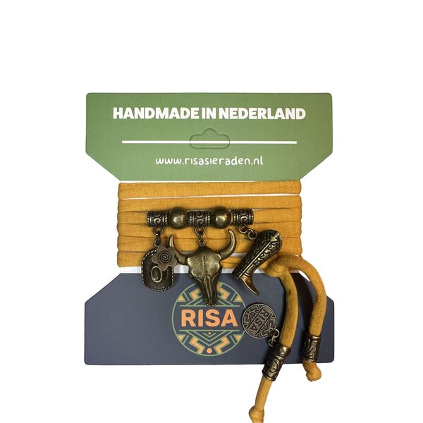 Risa Wikkelarmband Bull Oker geel - brons | Risa