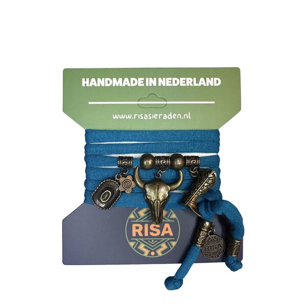 Risa Wikkelarmband Bull Petrol - brons | Risa