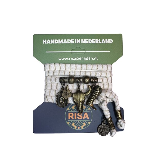 Risa Wikkelarmband Bull wit-goud - brons | Risa