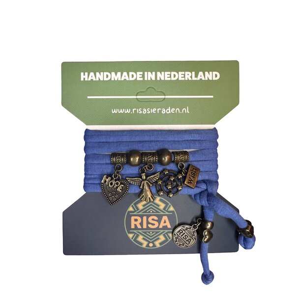 Risa Wikkelarmband Angel blauw - brons | Risa