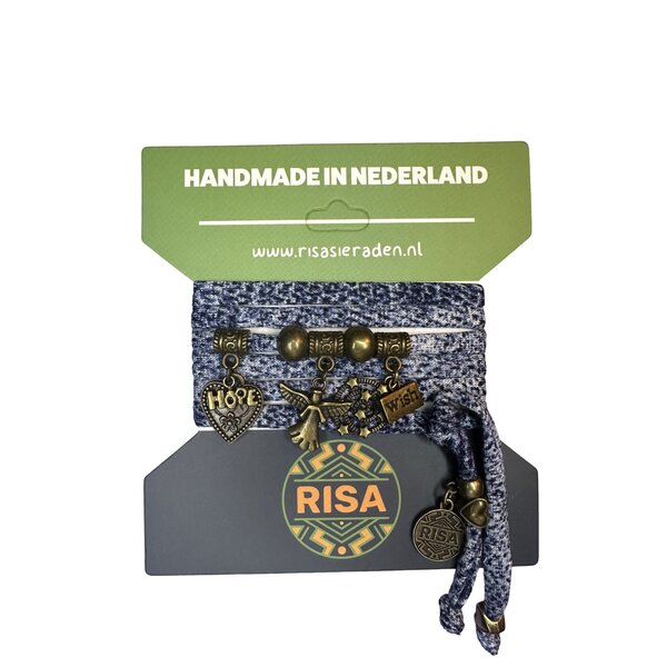Risa Wikkelarmband Angel snake blauw - brons | Risa