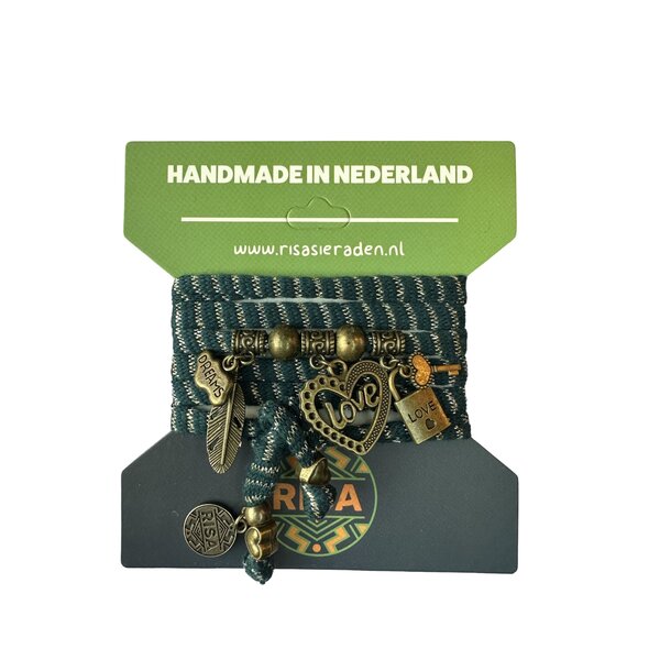 Risa Wikkelarmband Love Heart Groen - brons | Risa