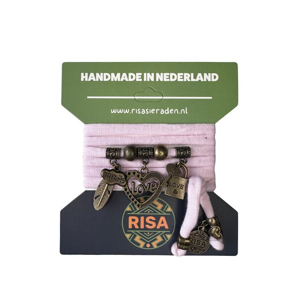 Risa Wikkelarmband Love Heart Lichtroze - brons | Risa