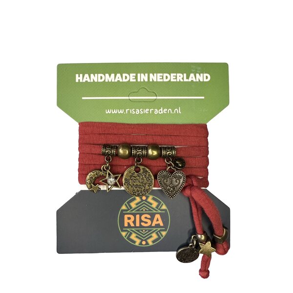 Risa Wikkelarmband Beyond The Moon roodbruin - Brons | Risa
