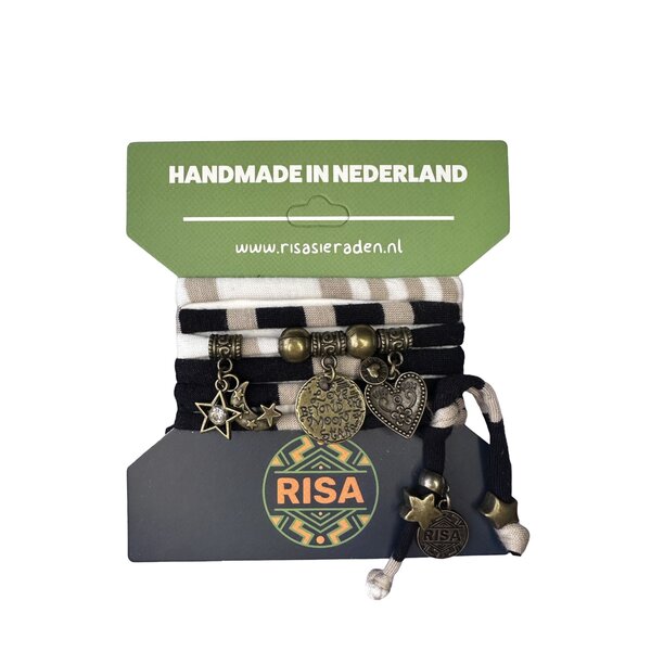 Risa Wikkelarmband Beyond The Moon wit-beige-zwart- Brons | Risa