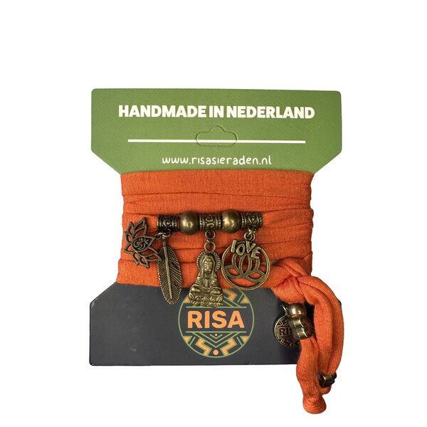 Risa Wikkelarmband Bodhisattva oranje - brons | Risa