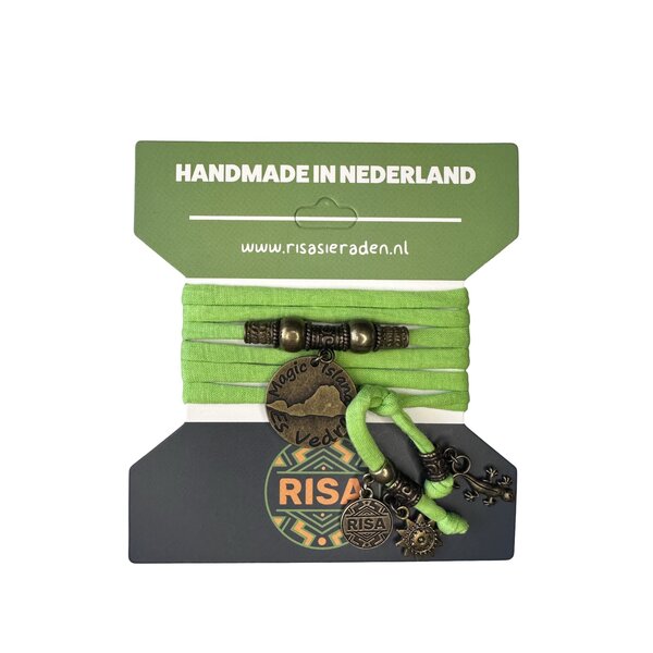 Risa Wikkelarmband Es Vedra appelgroen - brons | Risa