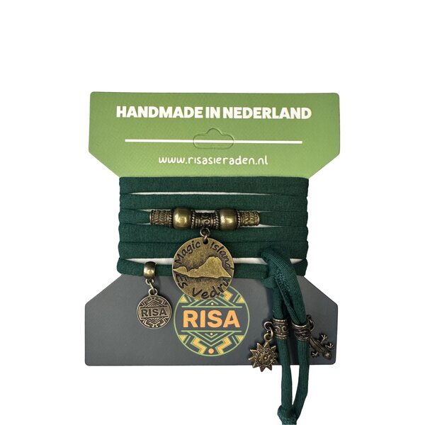 Risa Wikkelarmband Es Vedra donkergroen - brons | Risa