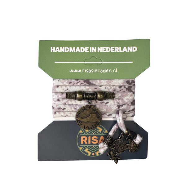 Risa Wikkelarmband Es Vedra camo paars-wit - brons | Risa