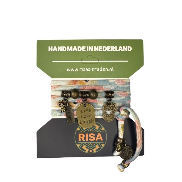 Risa Wikkelarmband Live Love Laugh stars multicolor - brons | Risa