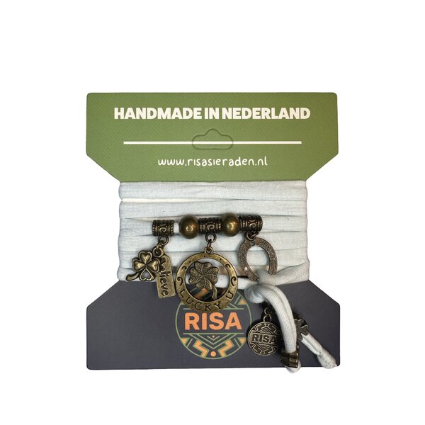 Risa Wikkelarmband Lucky Licht blauw - Brons | Risa