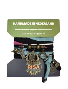 Risa Lucky Zwart-Roze-Turquoise - Brons