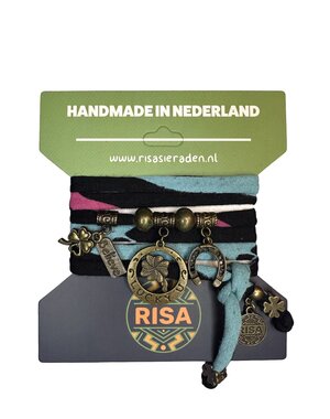 Risa Lucky Zwart-Roze-Turquoise - Brons