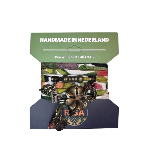 Risa Wikkelarmband Good Luck groen-rood - Brons | Risa
