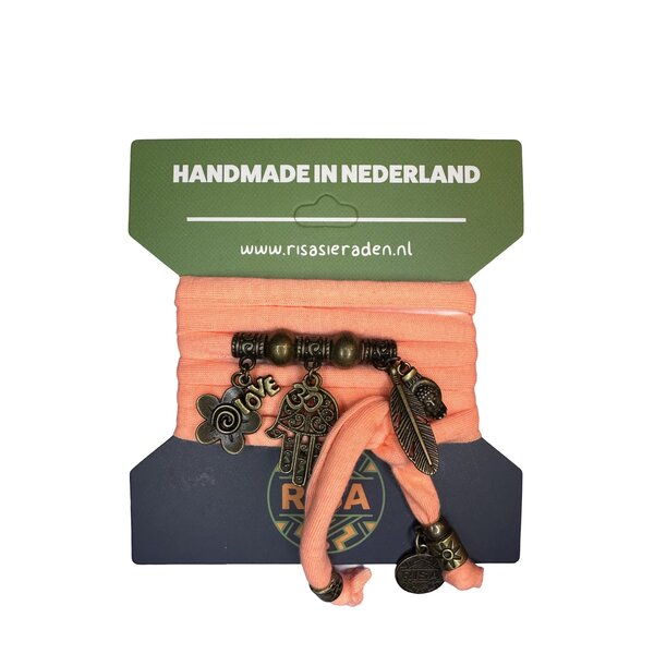Risa Wikkelarmband Hamsahand zalmroze - Brons | Risa