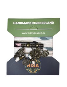 Risa Boeddha Hart wit-roze-blauw  - Brons