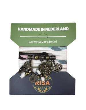 Risa Boeddha Hart wit-roze-blauw  - Brons