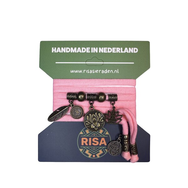 Risa Wikkelarmband Lotus roze - brons | Risa