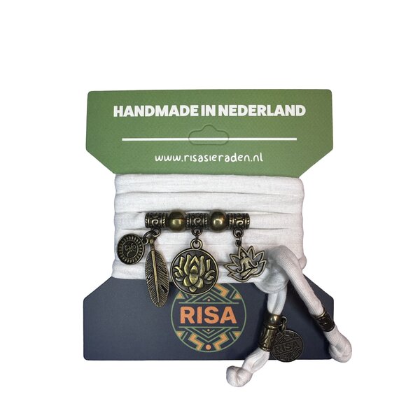 Risa Wikkelarmband Lotus wit - brons | Risa