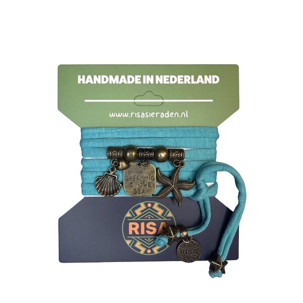 Risa Wikkelarmband Dreaming of the Sea Turquoise - Brons