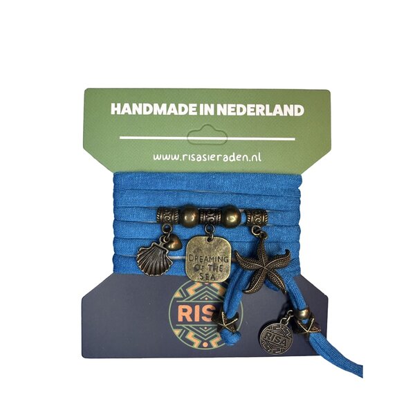 Risa Wikkelarmband Dreaming of the Sea Petrol - Brons | Risa