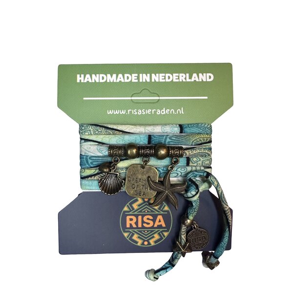 Risa Wikkelarmband Dreaming of the Sea turquoise multi - Brons | Risa